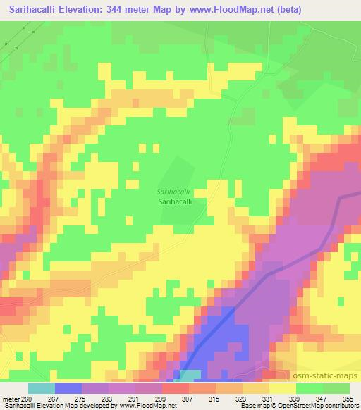 Sarihacalli,Azerbaijan Elevation Map
