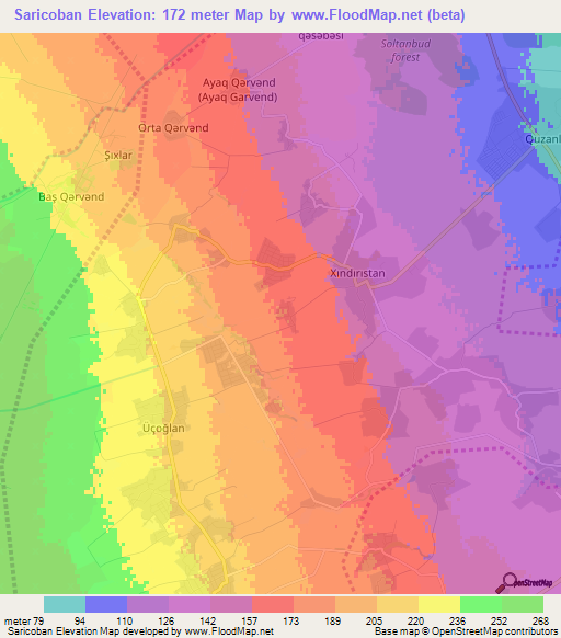 Saricoban,Azerbaijan Elevation Map