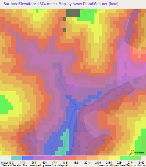 Saribas,Azerbaijan Elevation Map