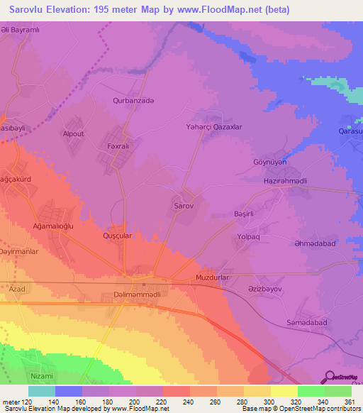 Sarovlu,Azerbaijan Elevation Map