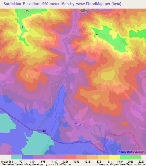 Sardakhar,Azerbaijan Elevation Map