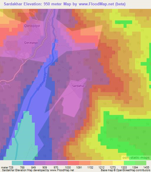 Sardakhar,Azerbaijan Elevation Map