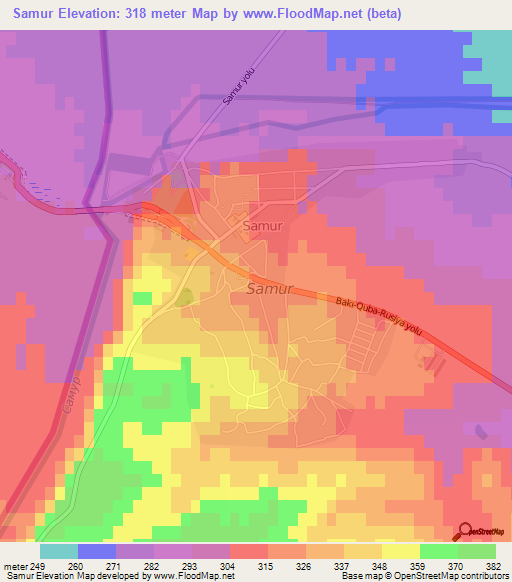 Samur,Azerbaijan Elevation Map