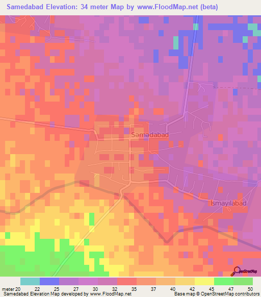 Samedabad,Azerbaijan Elevation Map