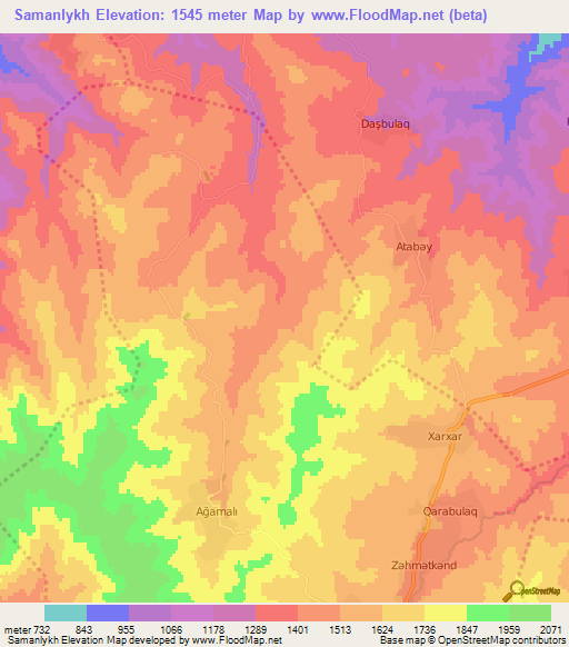 Samanlykh,Azerbaijan Elevation Map
