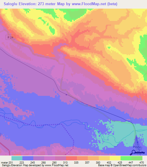 Saloglu,Azerbaijan Elevation Map