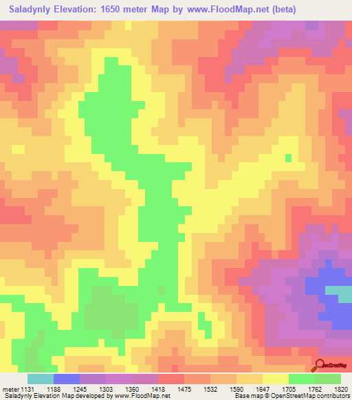 Saladynly,Azerbaijan Elevation Map