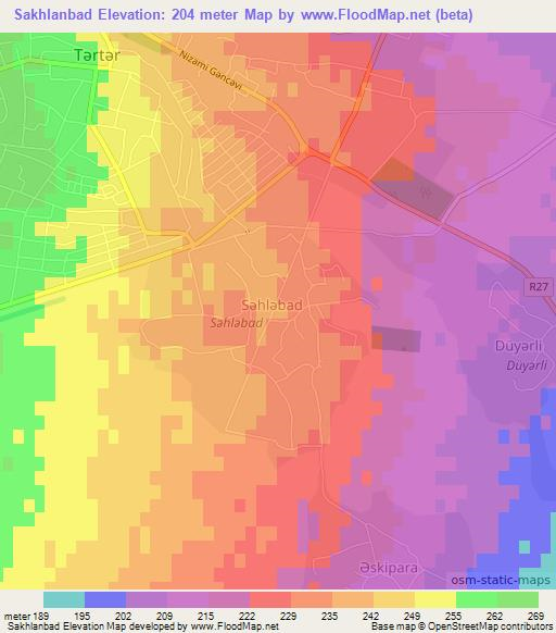 Sakhlanbad,Azerbaijan Elevation Map