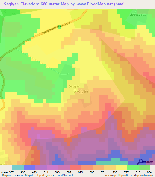 Saqiyan,Azerbaijan Elevation Map