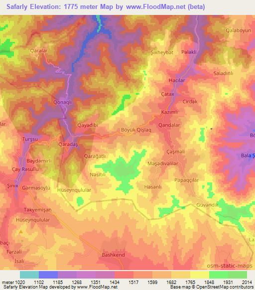 Safarly,Azerbaijan Elevation Map