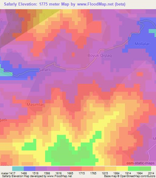Safarly,Azerbaijan Elevation Map