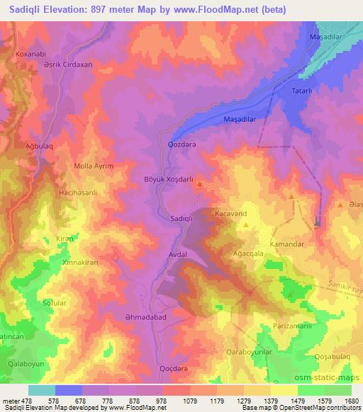 Sadiqli,Azerbaijan Elevation Map