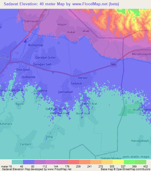 Sadavat,Azerbaijan Elevation Map