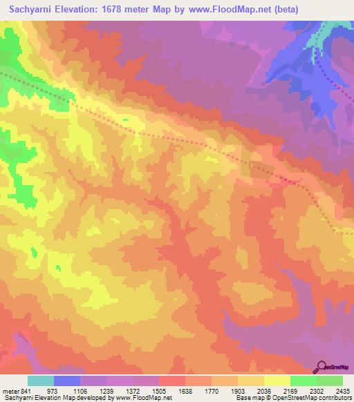 Sachyarni,Azerbaijan Elevation Map