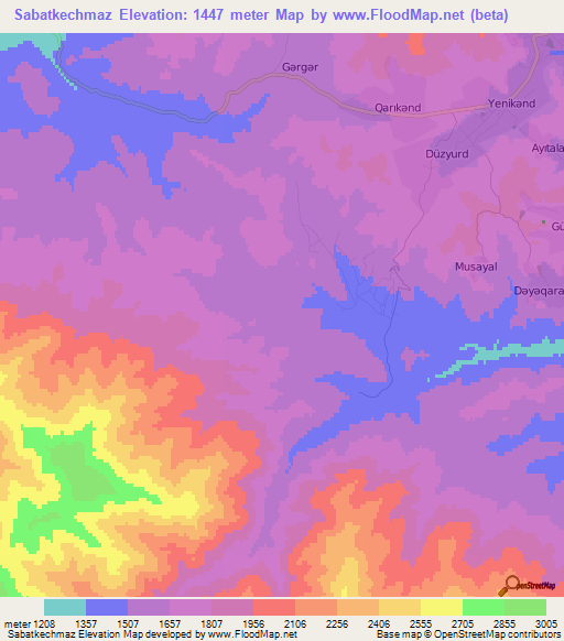 Sabatkechmaz,Azerbaijan Elevation Map