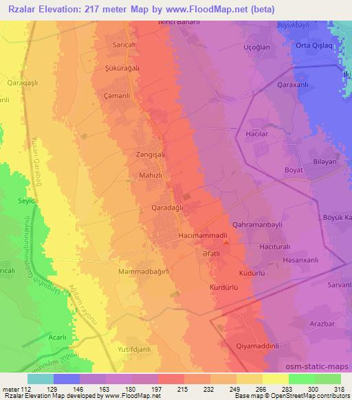 Rzalar,Azerbaijan Elevation Map