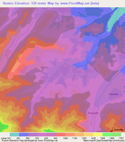 Rustov,Azerbaijan Elevation Map