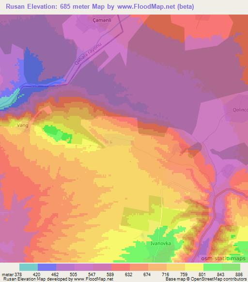 Rusan,Azerbaijan Elevation Map