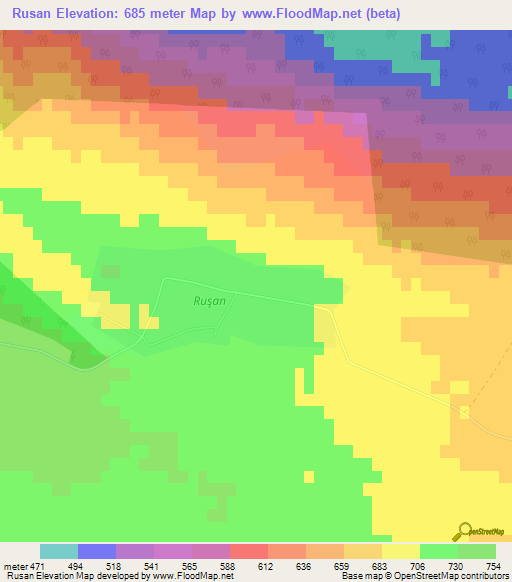 Rusan,Azerbaijan Elevation Map