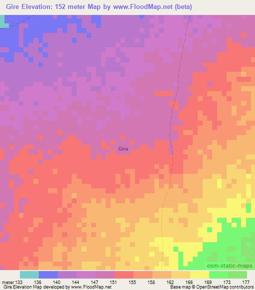 Gire,Somalia Elevation Map