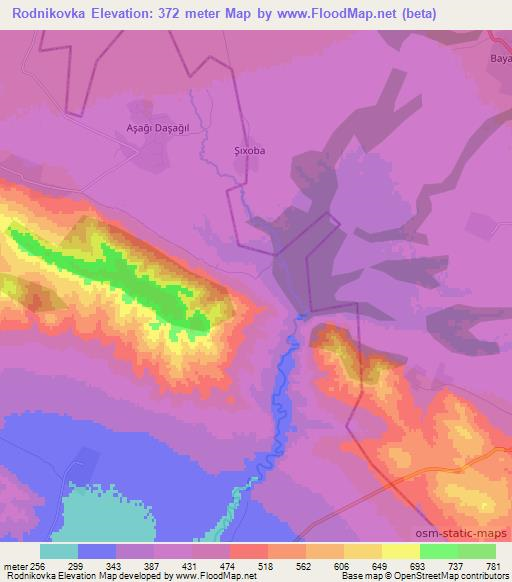 Rodnikovka,Azerbaijan Elevation Map