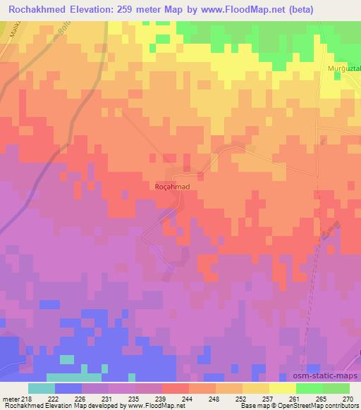 Rochakhmed,Azerbaijan Elevation Map
