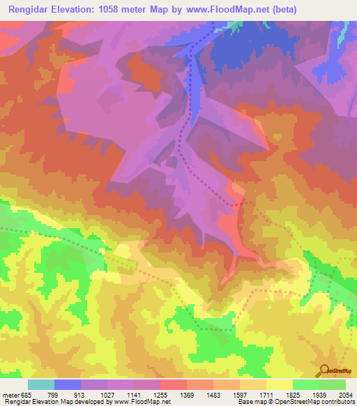 Rengidar,Azerbaijan Elevation Map