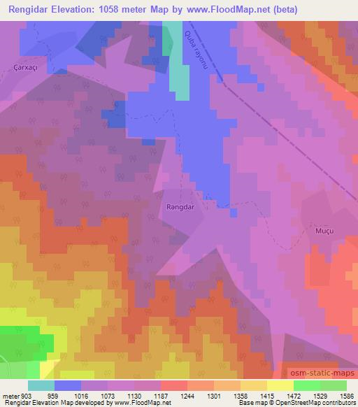 Rengidar,Azerbaijan Elevation Map