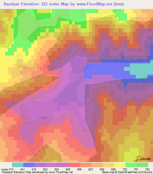 Razalyar,Azerbaijan Elevation Map