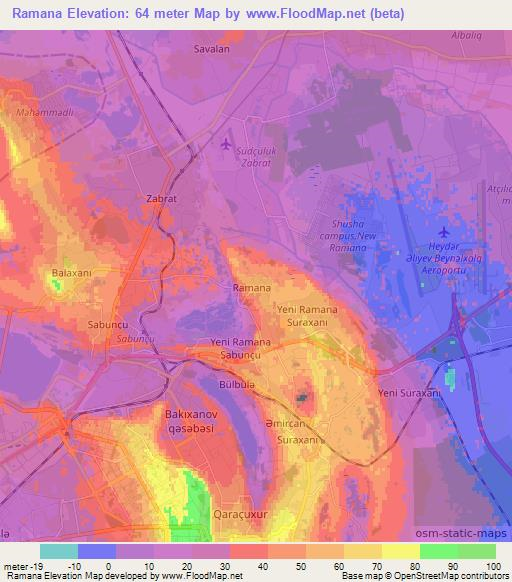 Ramana,Azerbaijan Elevation Map