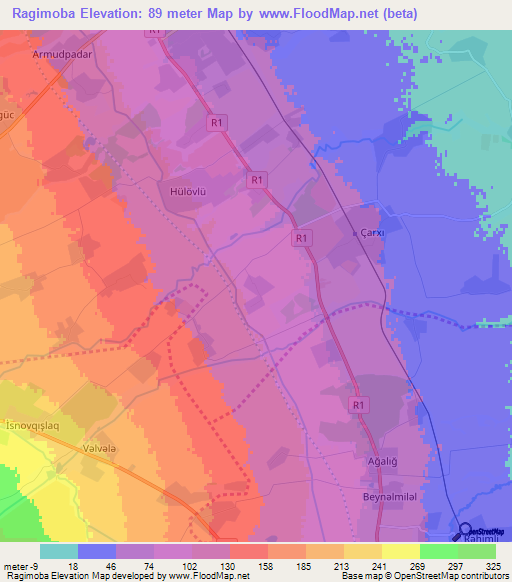 Ragimoba,Azerbaijan Elevation Map