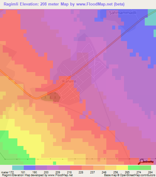 Ragimli,Azerbaijan Elevation Map