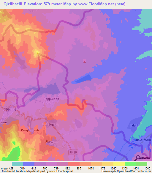 Qizilhacili,Azerbaijan Elevation Map