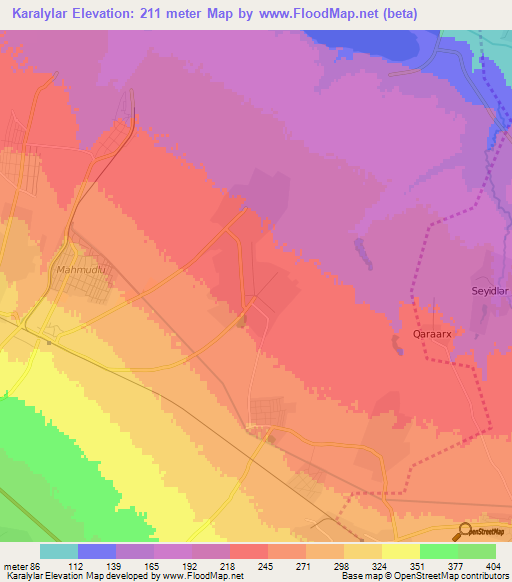 Karalylar,Azerbaijan Elevation Map
