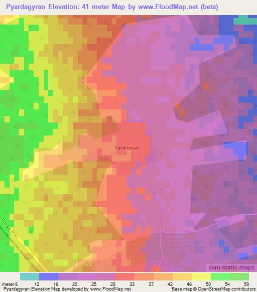 Pyardagyran,Azerbaijan Elevation Map