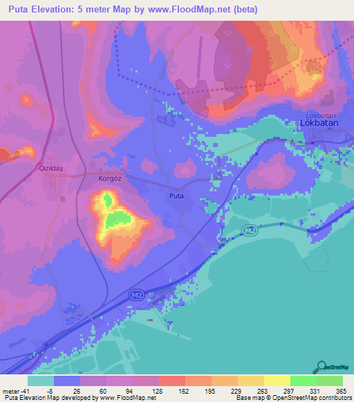 Puta,Azerbaijan Elevation Map