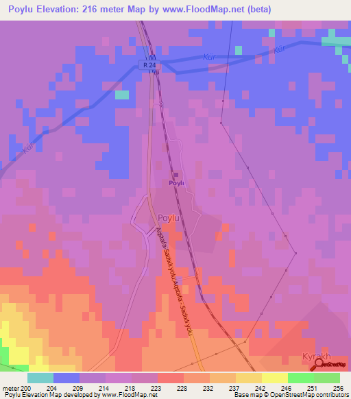 Poylu,Azerbaijan Elevation Map