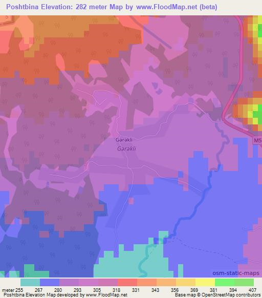 Poshtbina,Azerbaijan Elevation Map