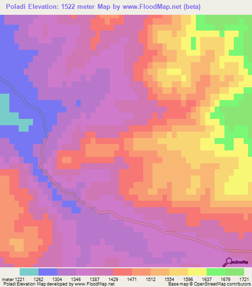 Poladi,Azerbaijan Elevation Map