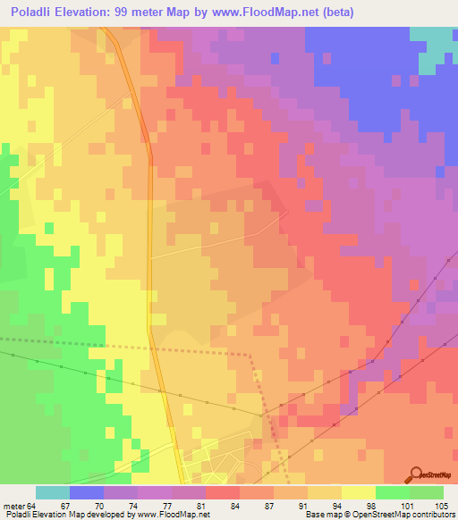 Poladli,Azerbaijan Elevation Map