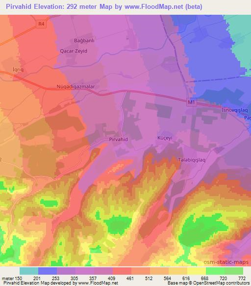 Pirvahid,Azerbaijan Elevation Map