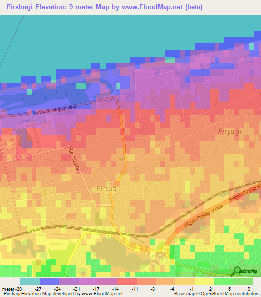 Pirshagi,Azerbaijan Elevation Map