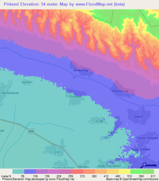Pirkend,Azerbaijan Elevation Map