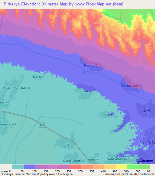 Pirkekya,Azerbaijan Elevation Map