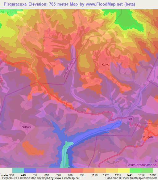 Pirqaracuxa,Azerbaijan Elevation Map