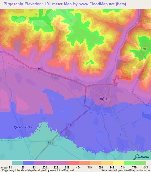 Pirgasanly,Azerbaijan Elevation Map