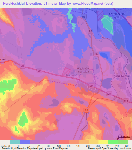 Perekischkjul,Azerbaijan Elevation Map