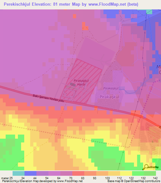 Perekischkjul,Azerbaijan Elevation Map