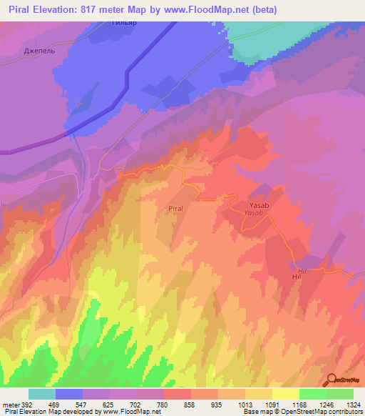 Piral,Azerbaijan Elevation Map