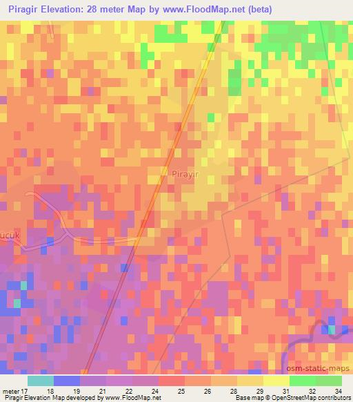 Piragir,Azerbaijan Elevation Map